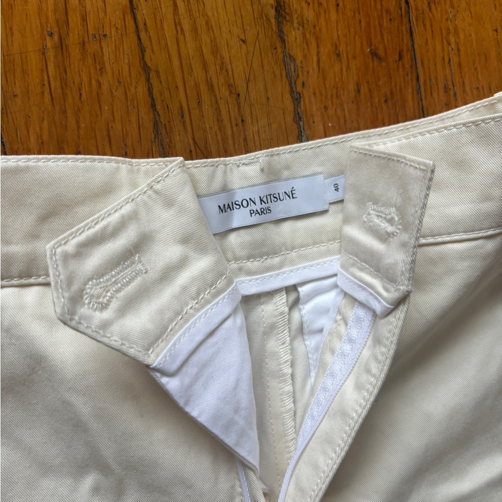 NWT Maison Kitsuné off white creased trousers